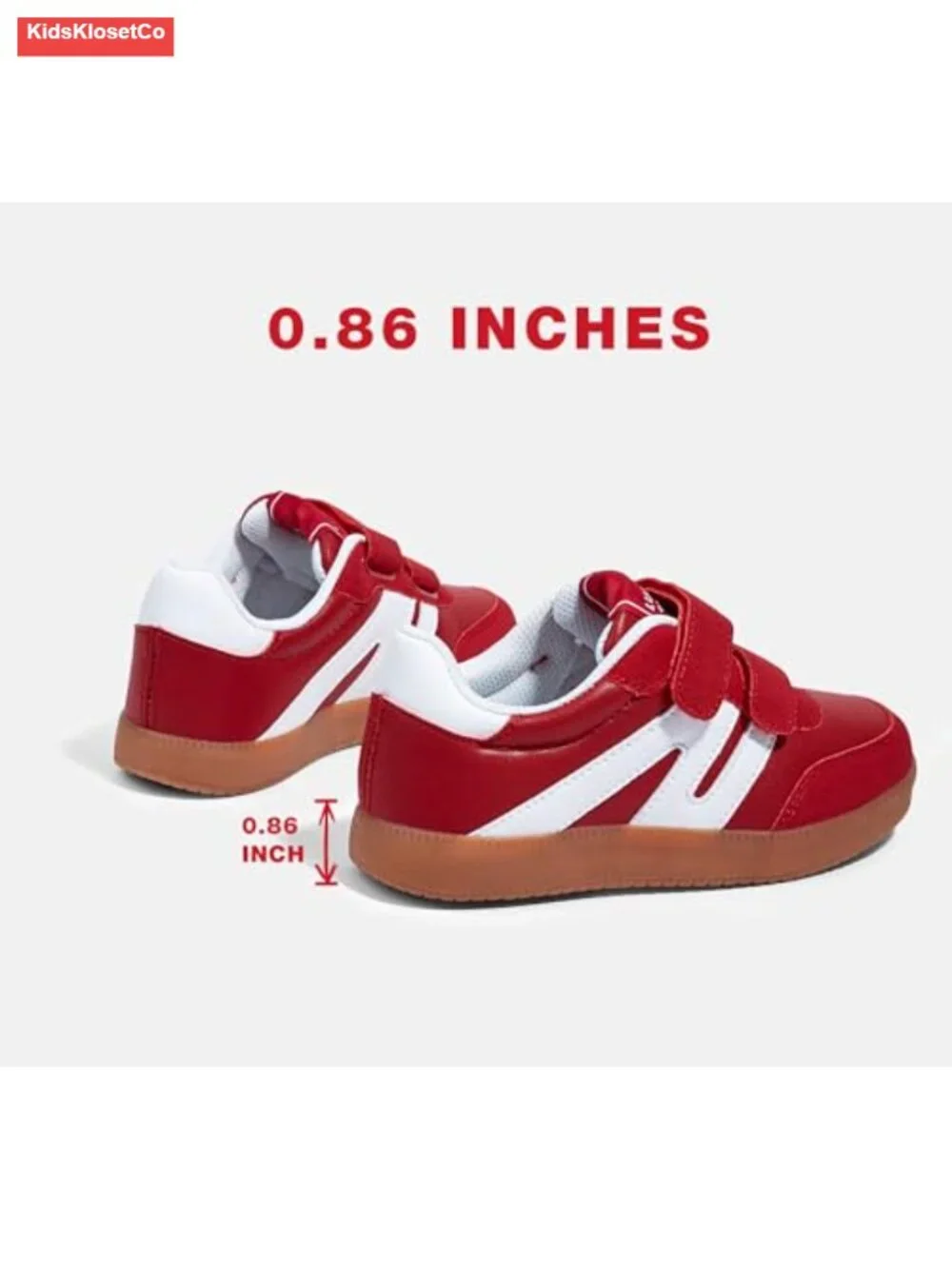 Kids Classic Retro Gum Sole Fashion Sneakers with Hook and Loop Closure